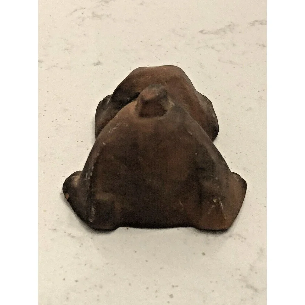 Vintage Signed Terracotta Clay Bloodhound Dog Figurine Primitive Rustic Brown - Picture 4 of 10